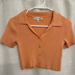 Orange knit crop top
